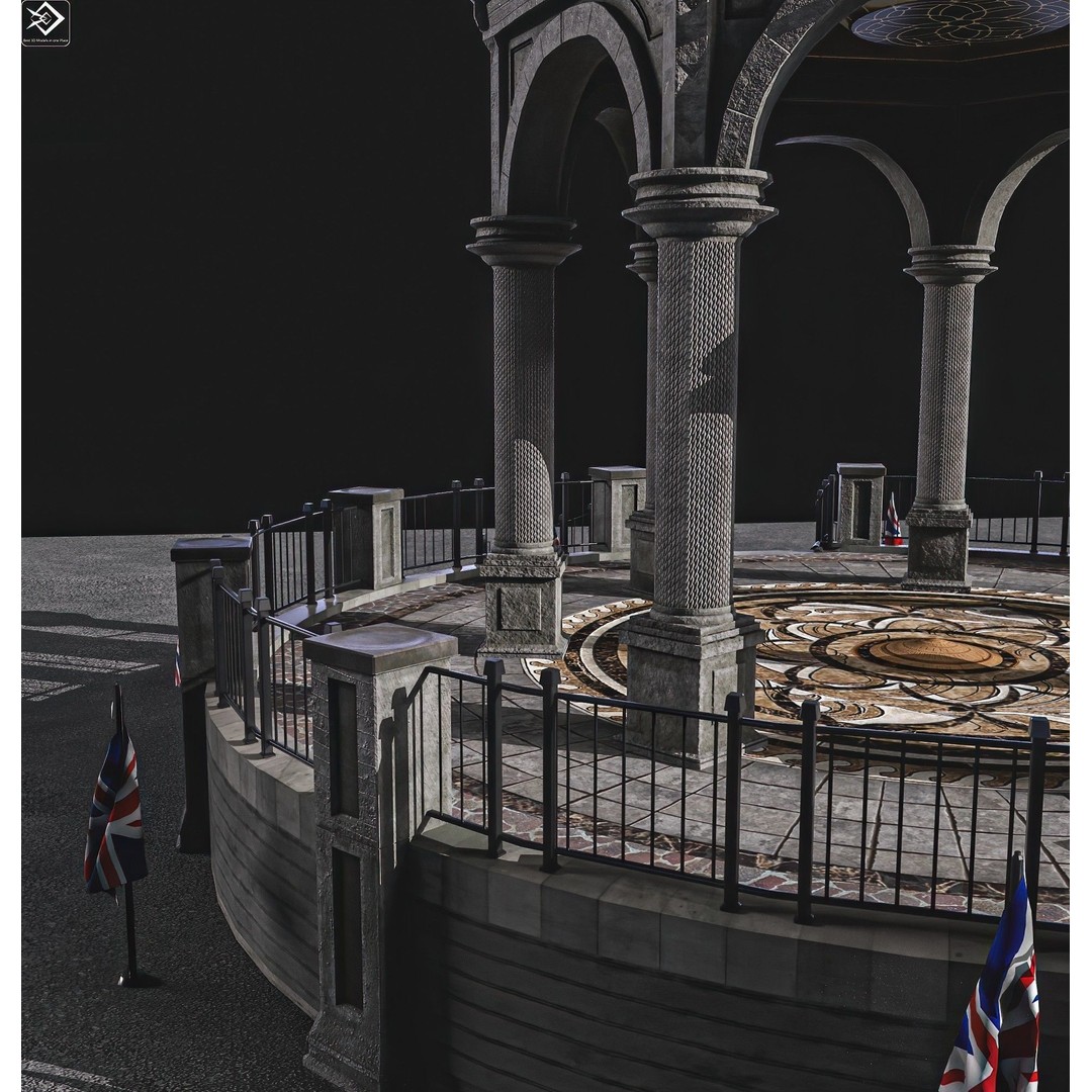 Monument Gazebo 3D Model – Low Poly PBR Asset, FBX, OBJ - View 15