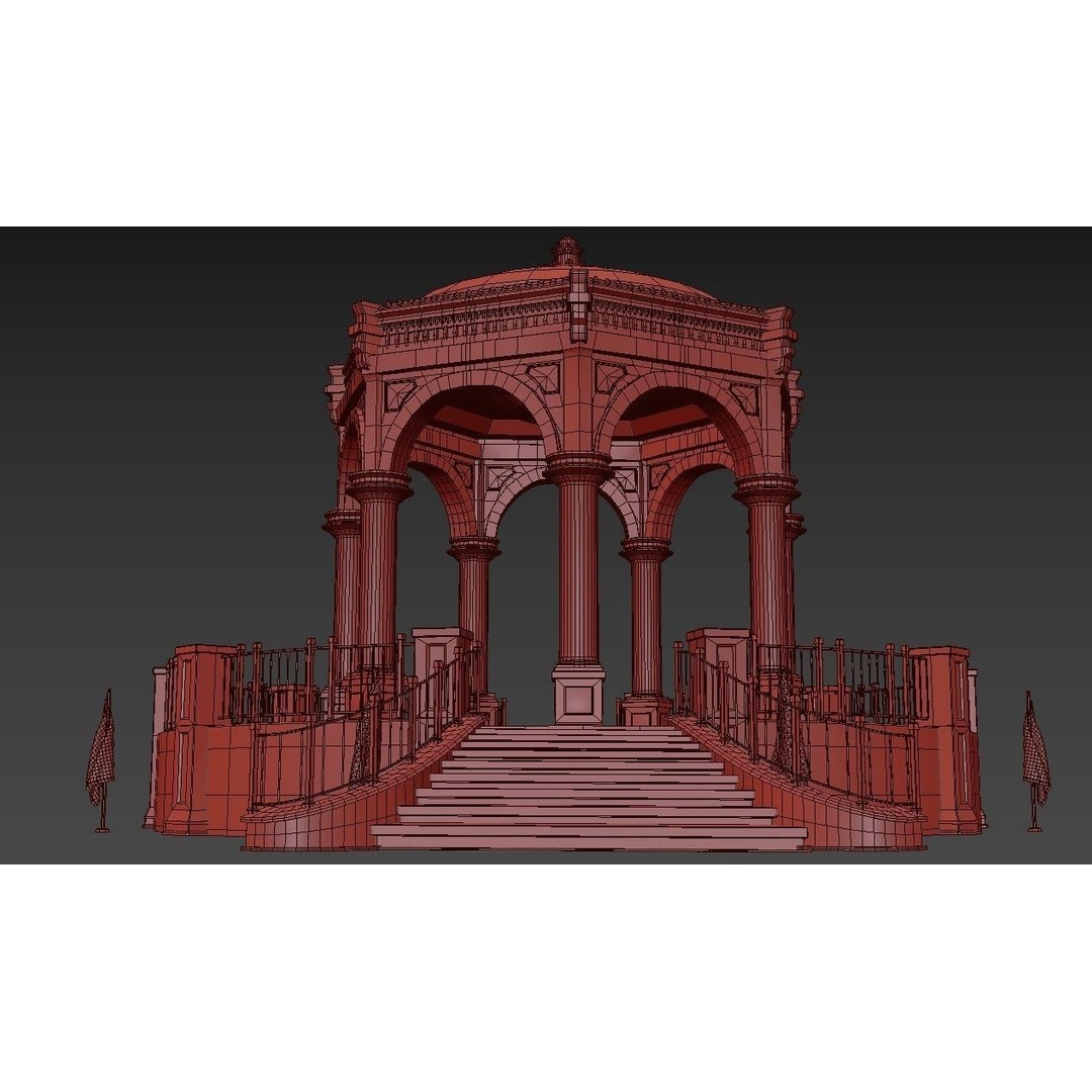Monument Gazebo 3D Model – Low Poly PBR Asset, FBX, OBJ - View 16