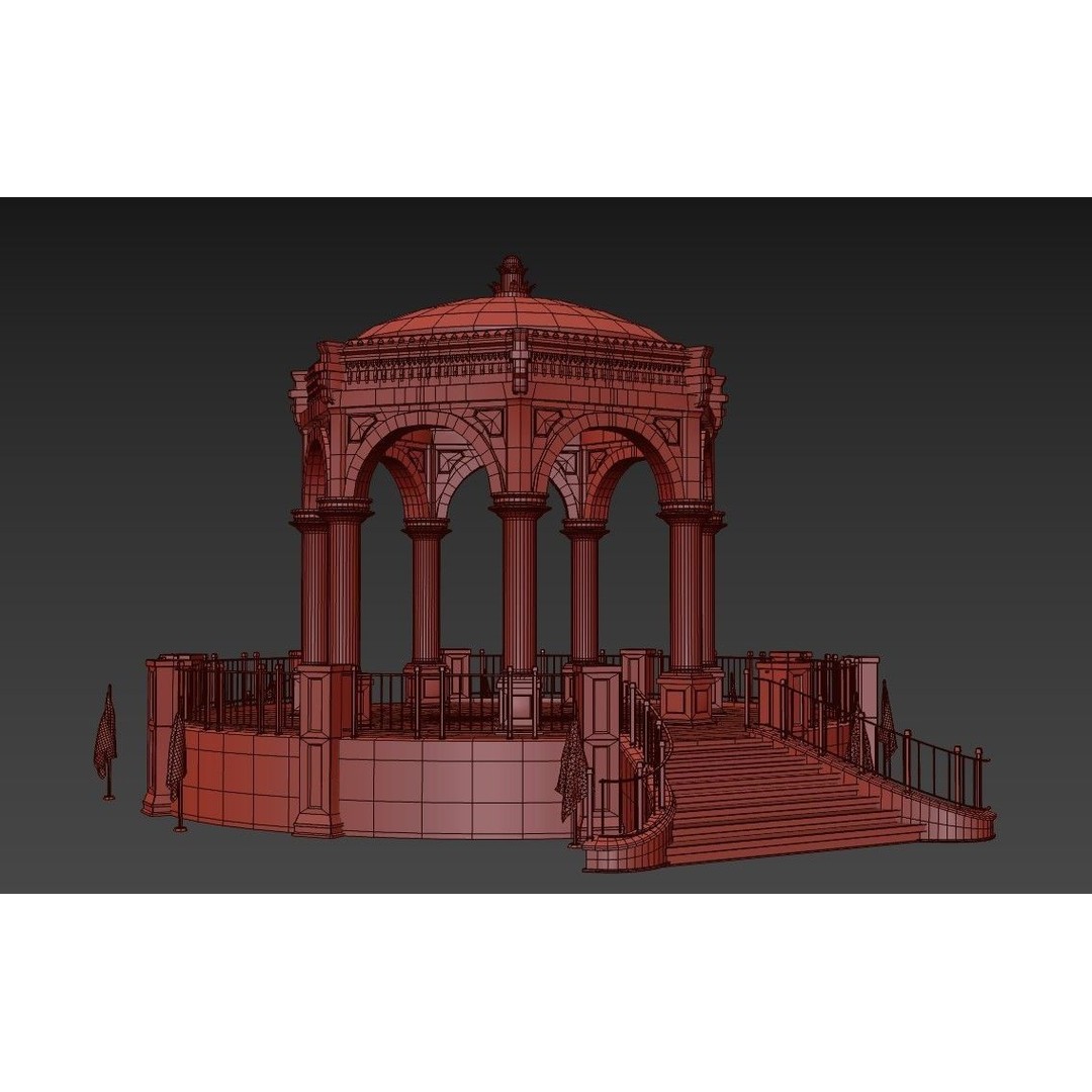 Monument Gazebo 3D Model – Low Poly PBR Asset, FBX, OBJ - View 17