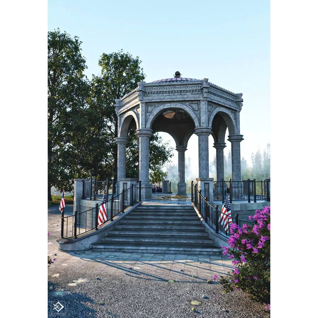 Monument Gazebo 3D Model – Low Poly PBR Asset, FBX, OBJ - View 2