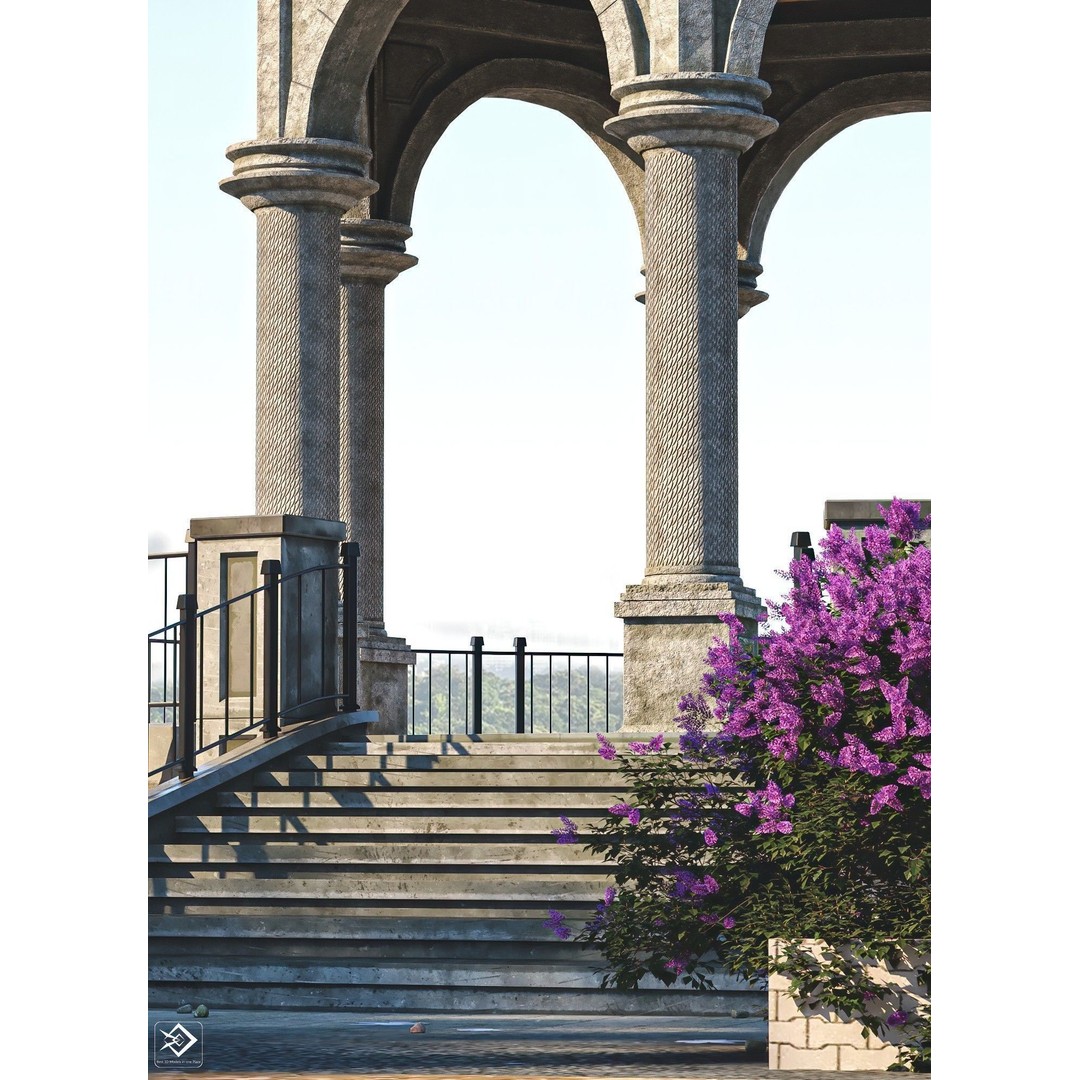 Monument Gazebo 3D Model – Low Poly PBR Asset, FBX, OBJ - View 6