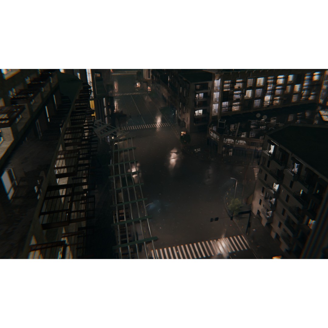 Rainy Night City Scene 3D Model – Hyper-Realistic Urban Environment, Blender - View 10