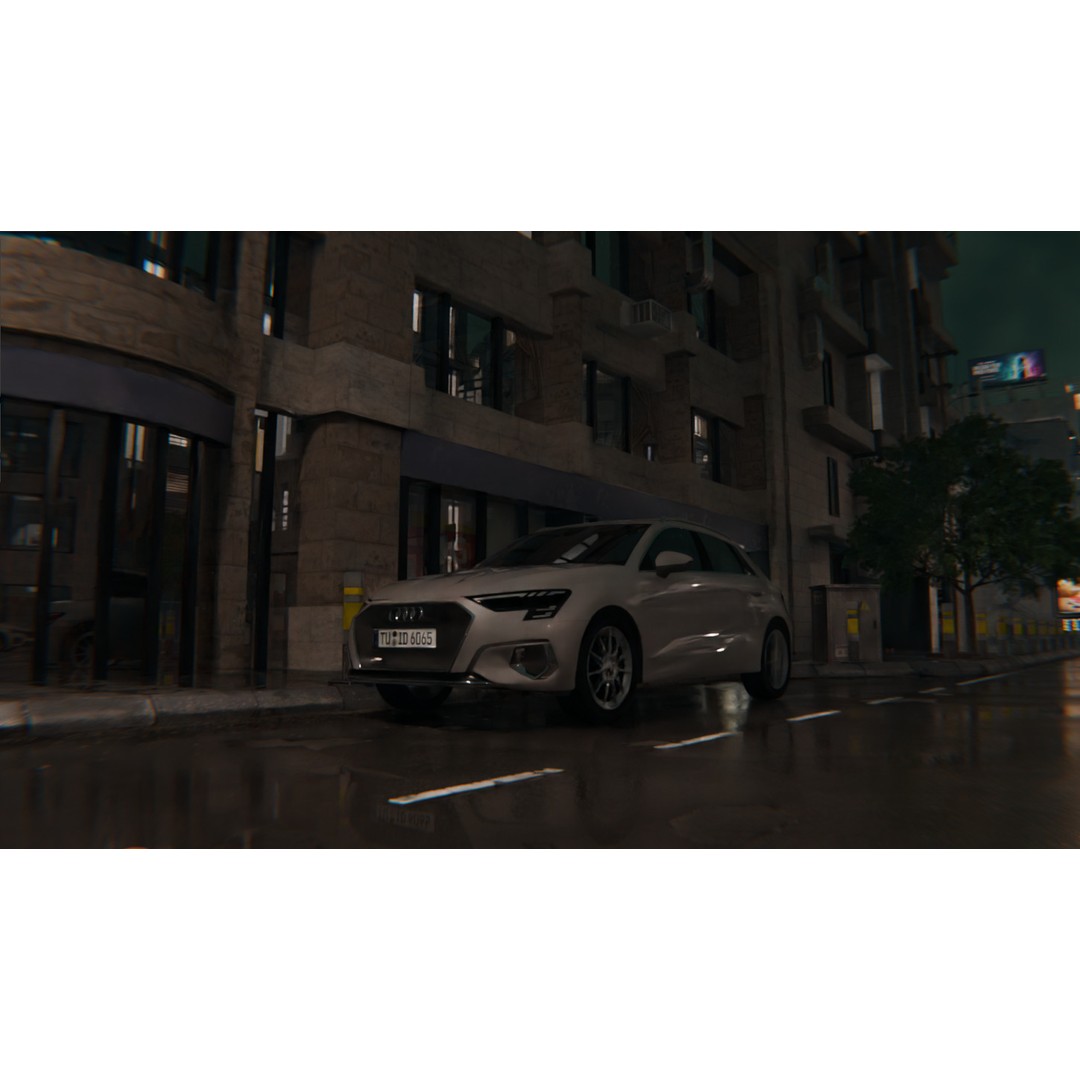 Rainy Night City Scene 3D Model – Hyper-Realistic Urban Environment, Blender - View 17