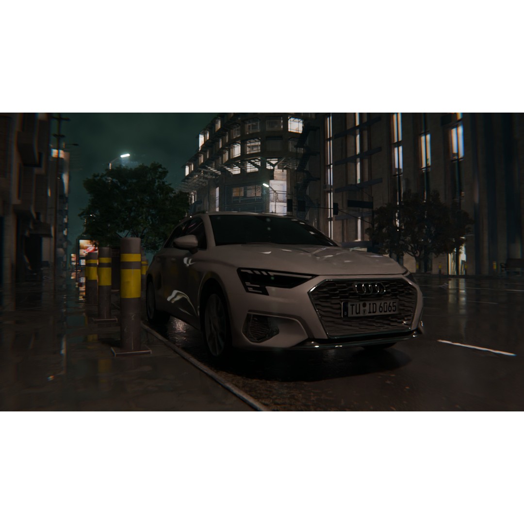Rainy Night City Scene 3D Model – Hyper-Realistic Urban Environment, Blender - View 18