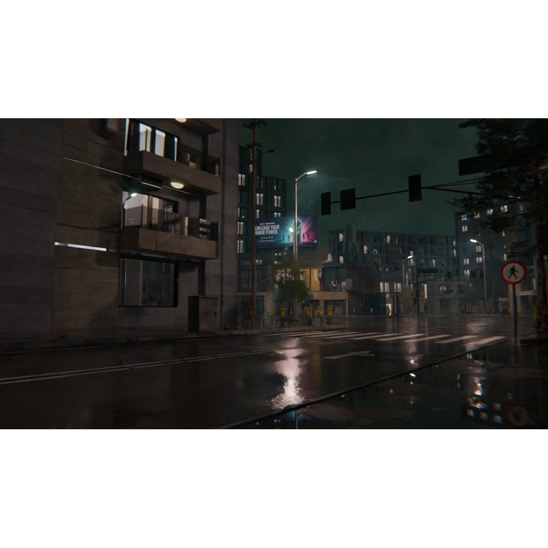 Rainy Night City Scene 3D Model – Hyper-Realistic Urban Environment, Blender - View 21