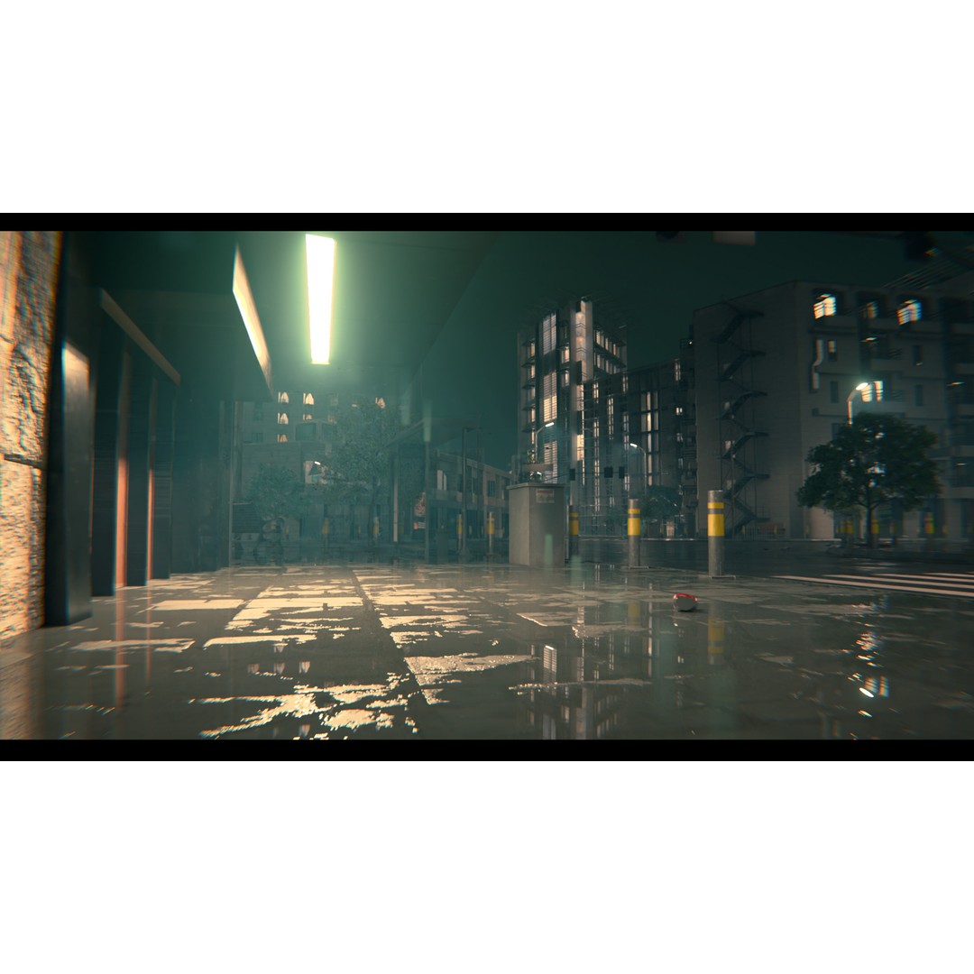 Rainy Night City Scene 3D Model – Hyper-Realistic Urban Environment, Blender - View 5