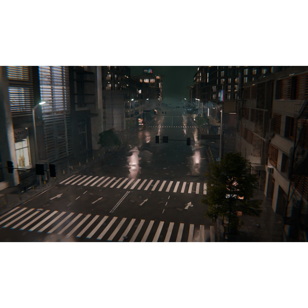 Rainy Night City Scene 3D Model – Hyper-Realistic Urban Environment, Blender - View 8