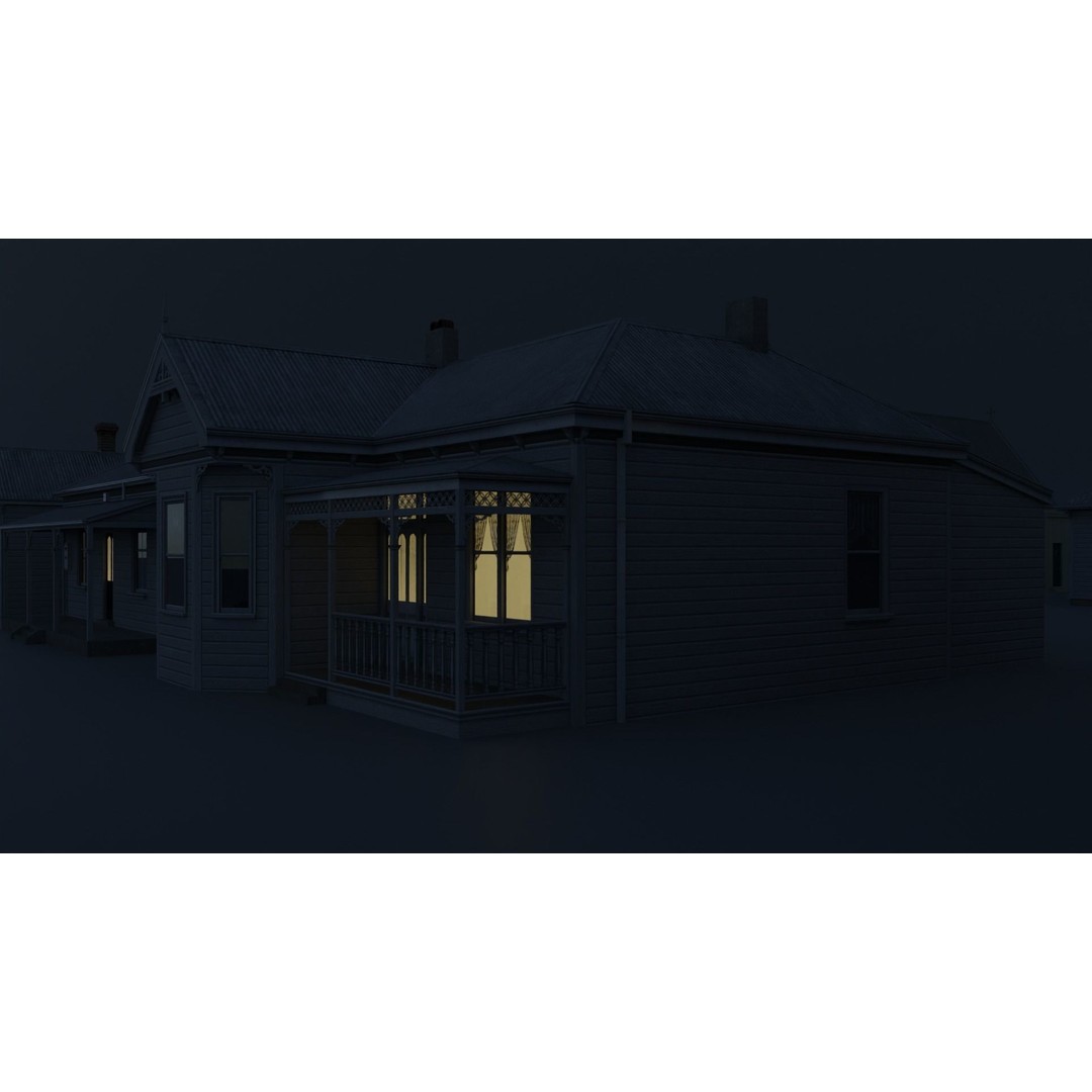 Victorian Houses 3D Model – Low Poly Architectural Pack, FBX