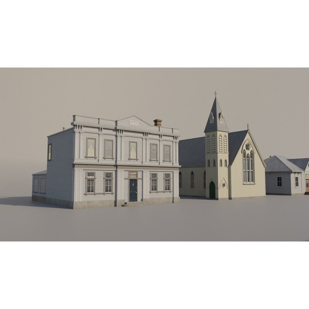 Victorian Houses 3D Model – Low Poly Architectural Pack, FBX - View 13