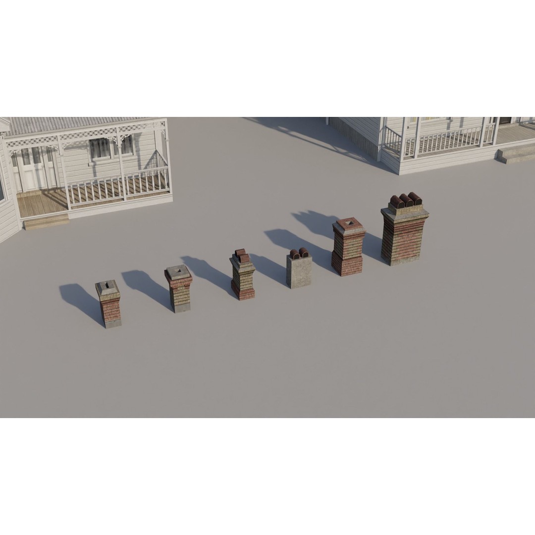 Victorian Houses 3D Model – Low Poly Architectural Pack, FBX - View 14