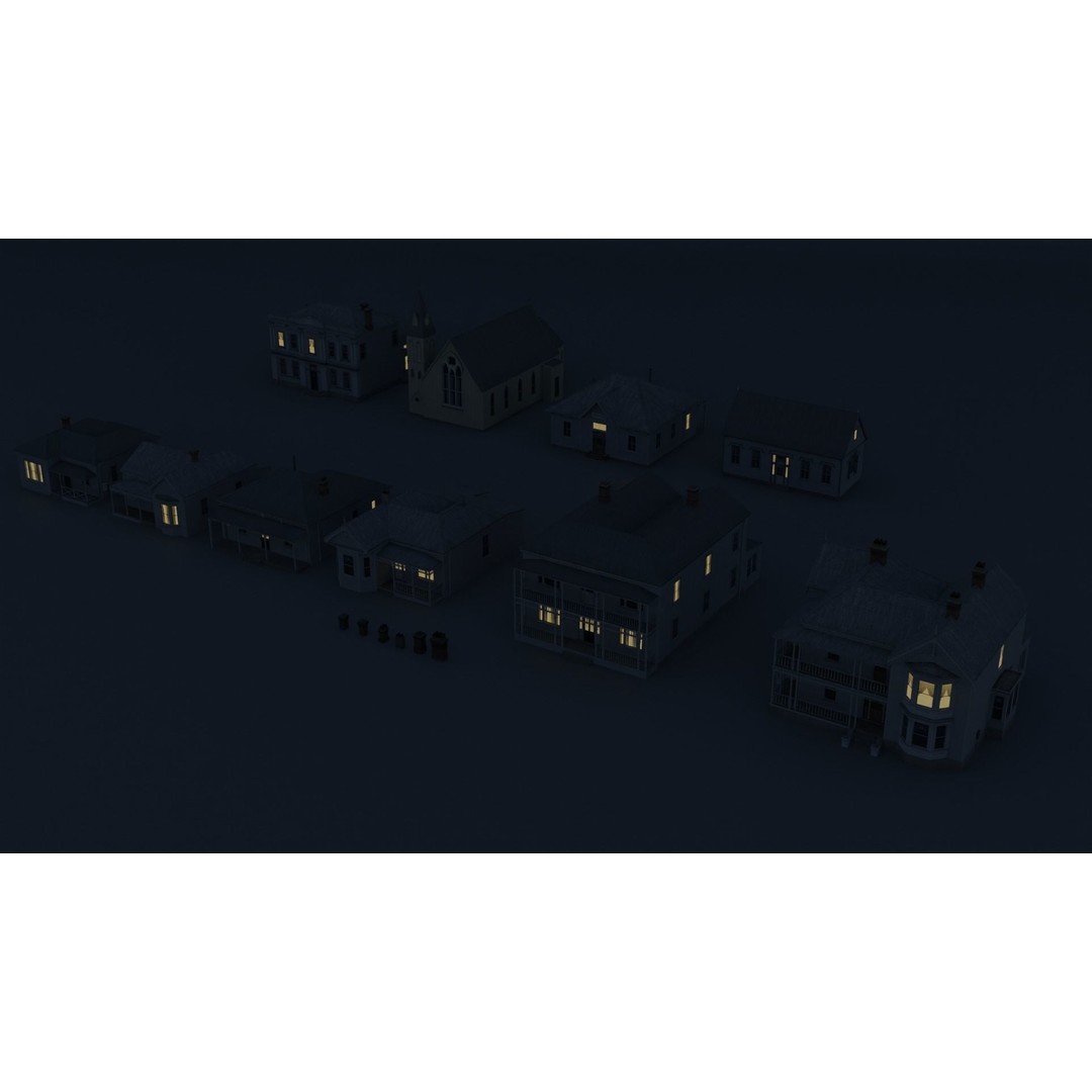 Victorian Houses 3D Model – Low Poly Architectural Pack, FBX - View 17
