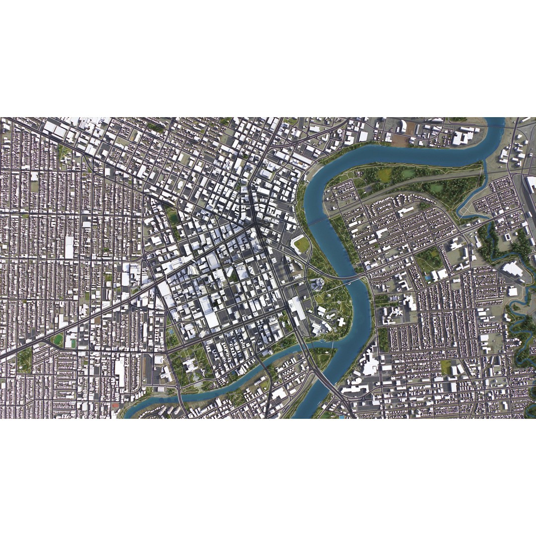 Winnipeg 3D Model – Low-Poly Cityscape Asset, FBX, PBR - View 11