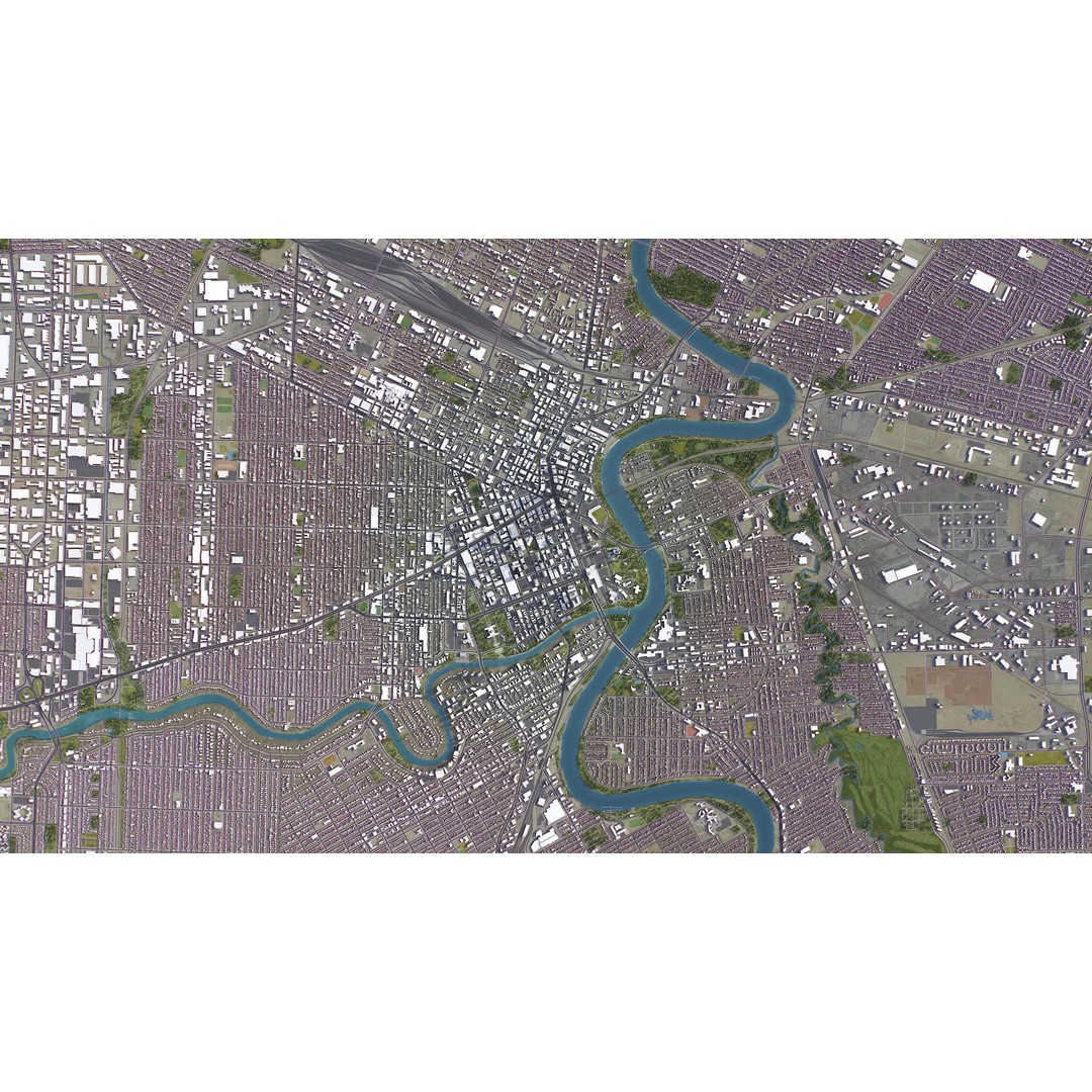 Winnipeg 3D Model – Low-Poly Cityscape Asset, FBX, PBR - View 12