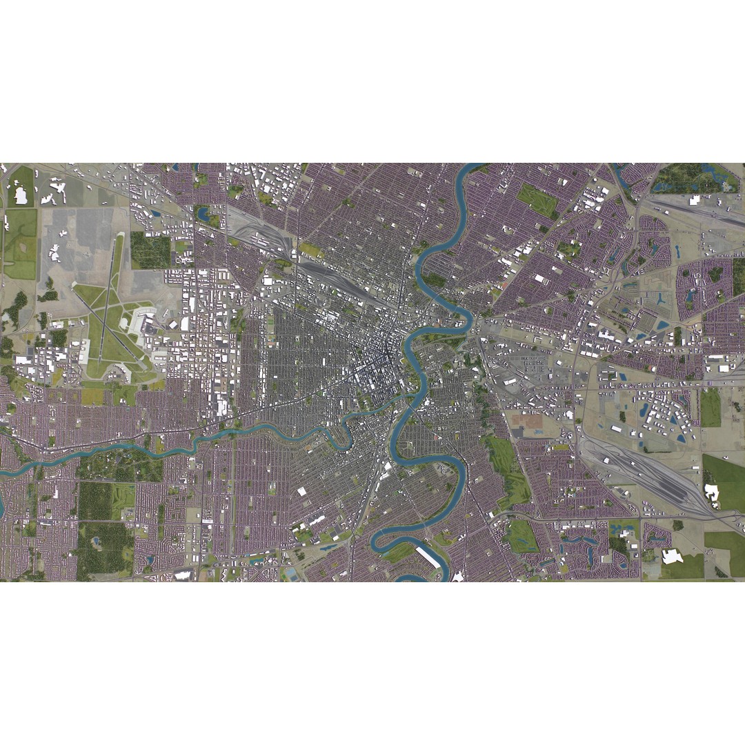 Winnipeg 3D Model – Low-Poly Cityscape Asset, FBX, PBR - View 13