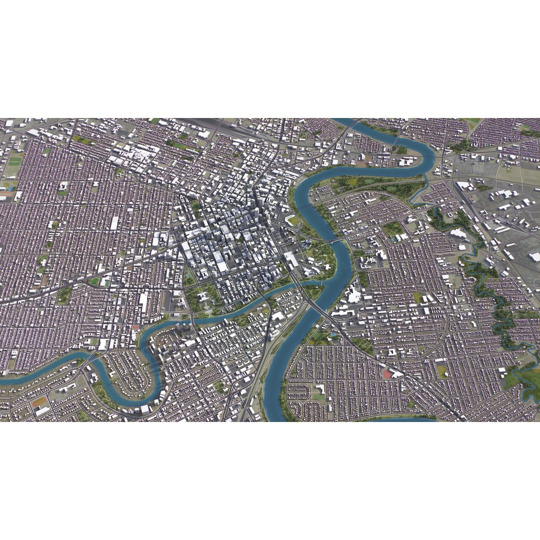 Winnipeg 3D Model – Low-Poly Cityscape Asset, FBX, PBR - View 15