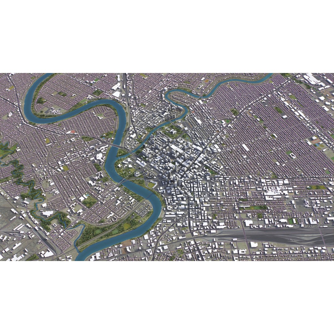 Winnipeg 3D Model – Low-Poly Cityscape Asset, FBX, PBR - View 17