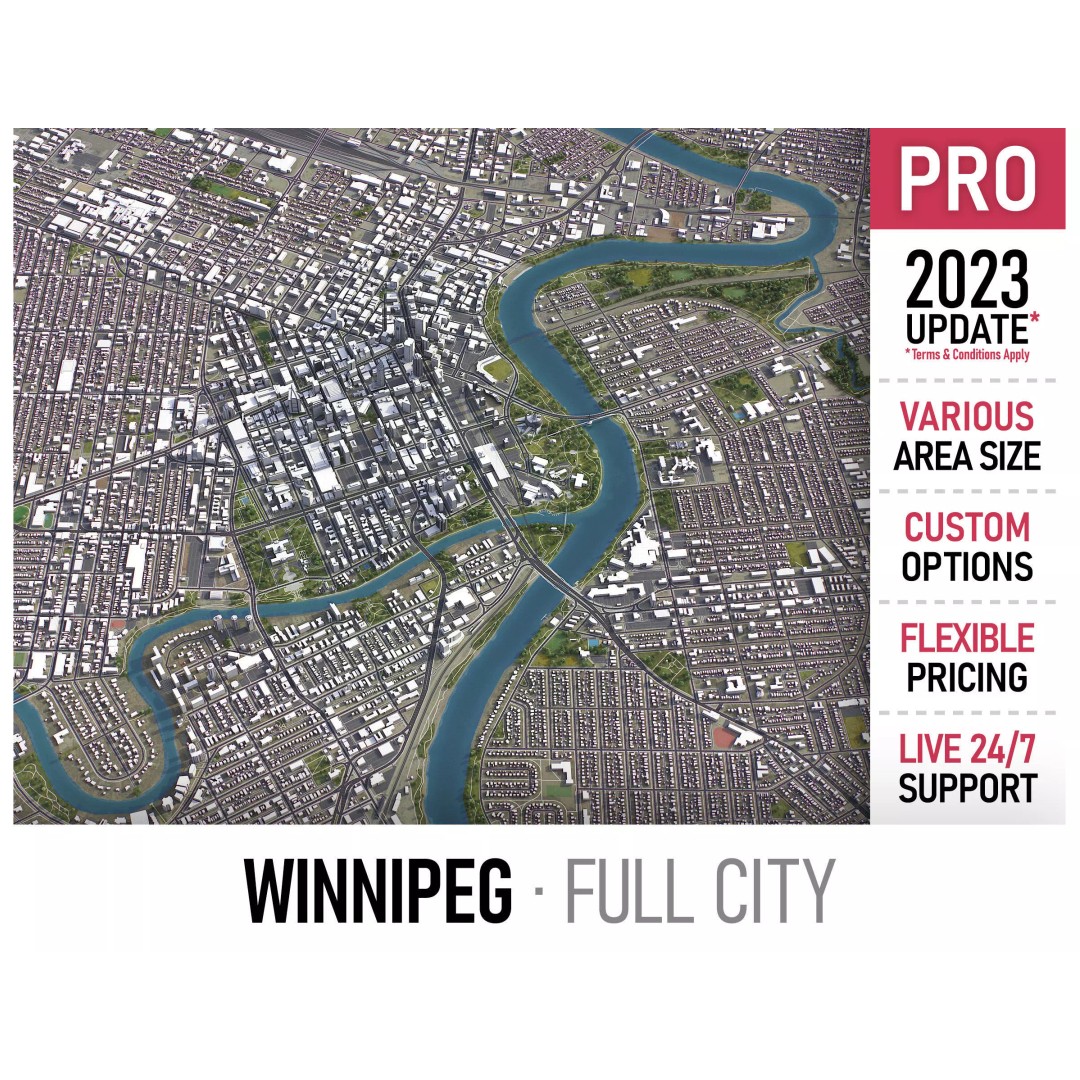 Winnipeg 3D Model – Low-Poly Cityscape Asset, FBX, PBR - View 2