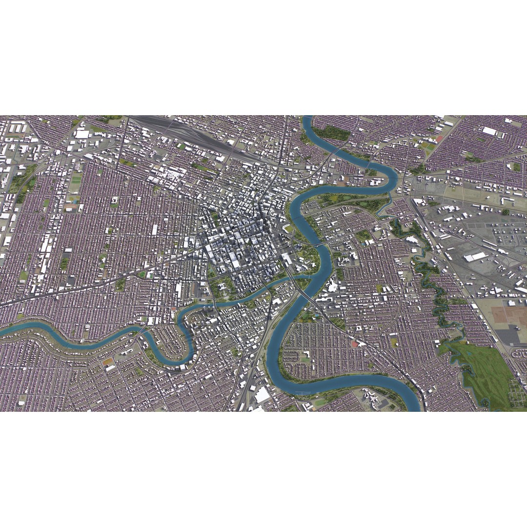 Winnipeg 3D Model – Low-Poly Cityscape Asset, FBX, PBR - View 20