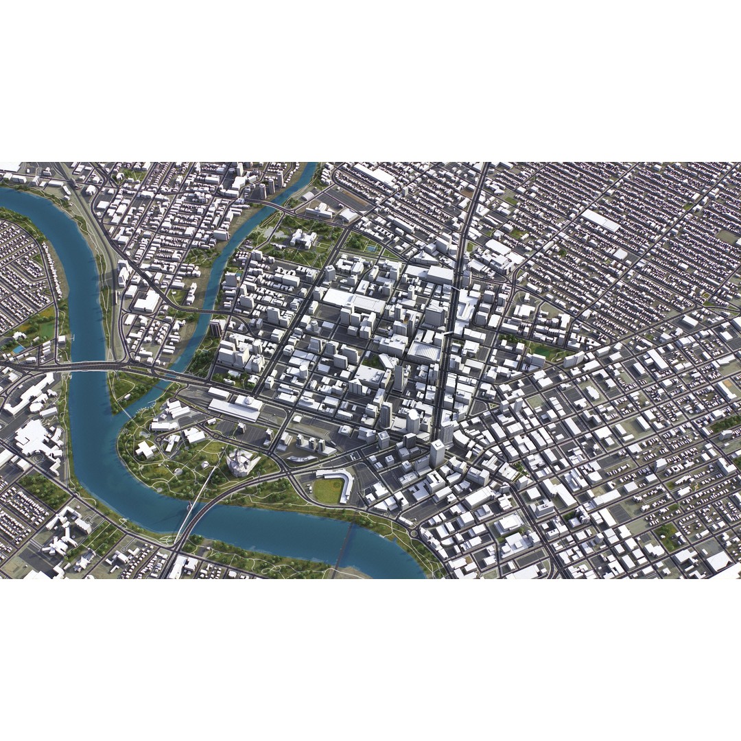 Winnipeg 3D Model – Low-Poly Cityscape Asset, FBX, PBR - View 7