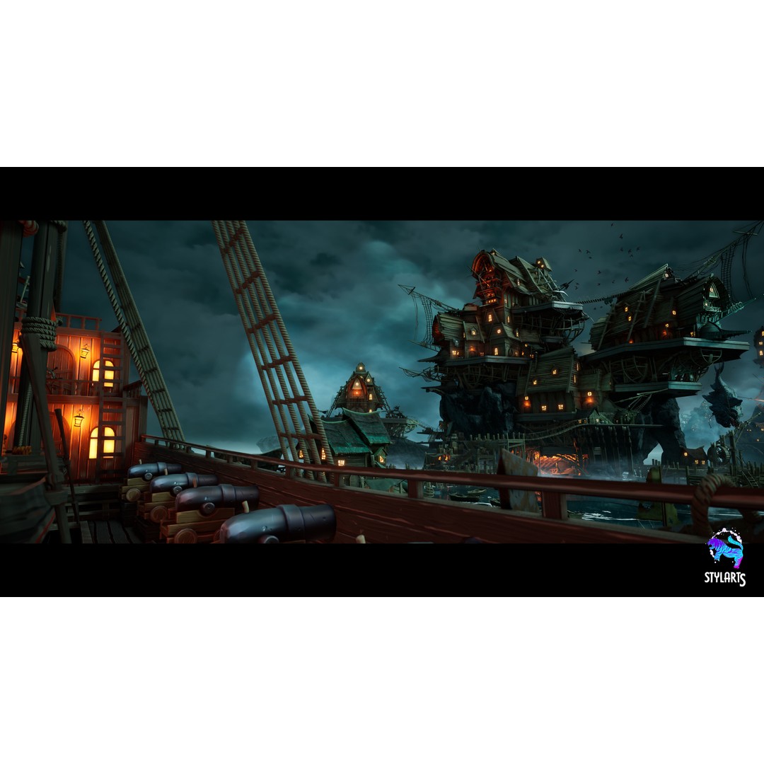 Stylized Pirate Port City 3D Model – Low Poly Game Asset, FBX, PBR - View 10