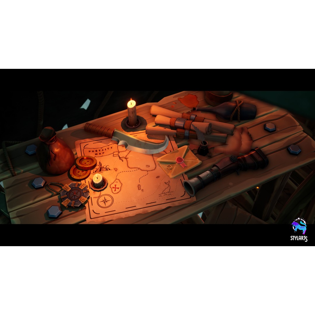Stylized Pirate Port City 3D Model – Low Poly Game Asset, FBX, PBR - View 11