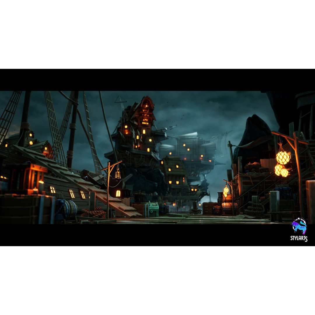 Stylized Pirate Port City 3D Model – Low Poly Game Asset, FBX, PBR - View 12