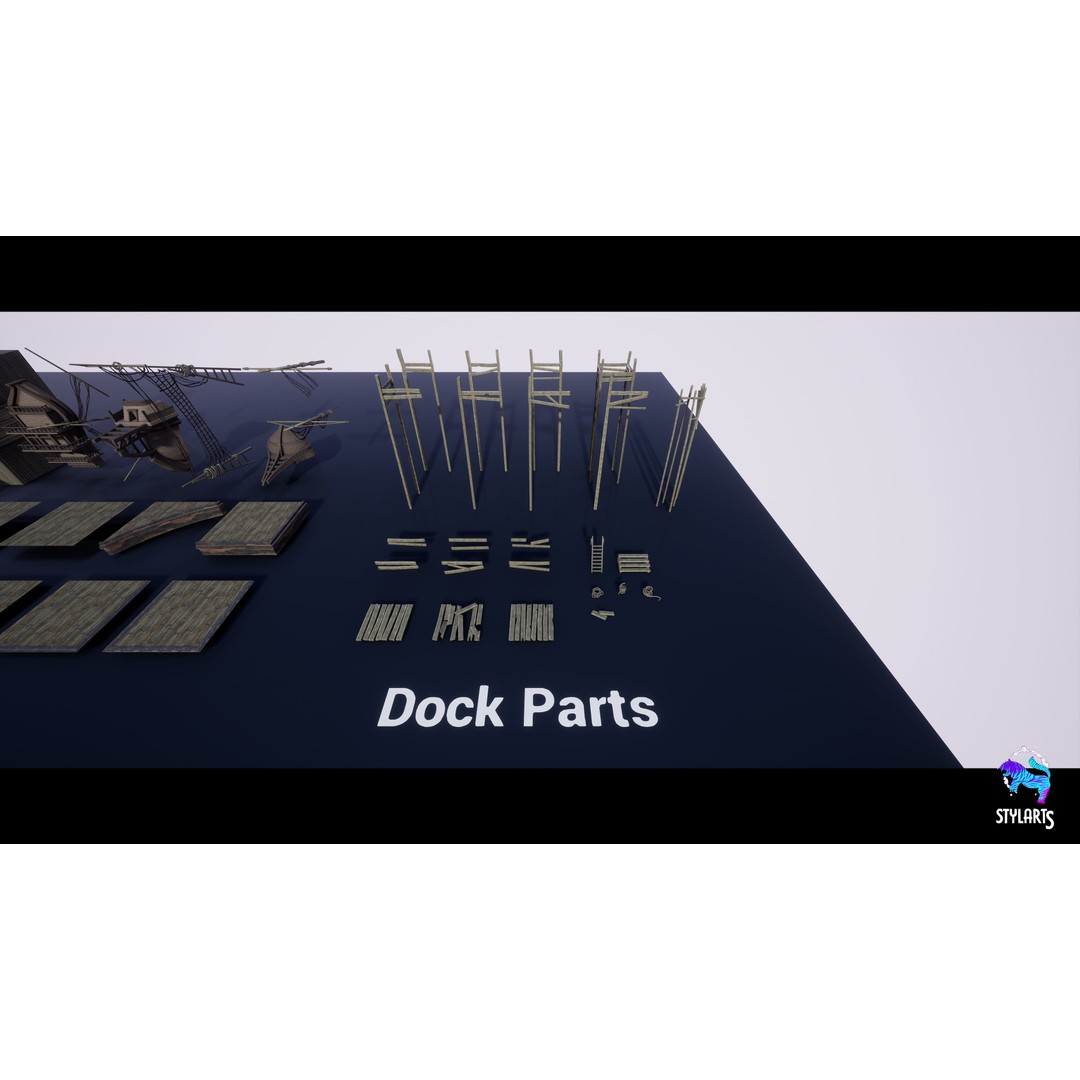 Stylized Pirate Port City 3D Model – Low Poly Game Asset, FBX, PBR - View 15