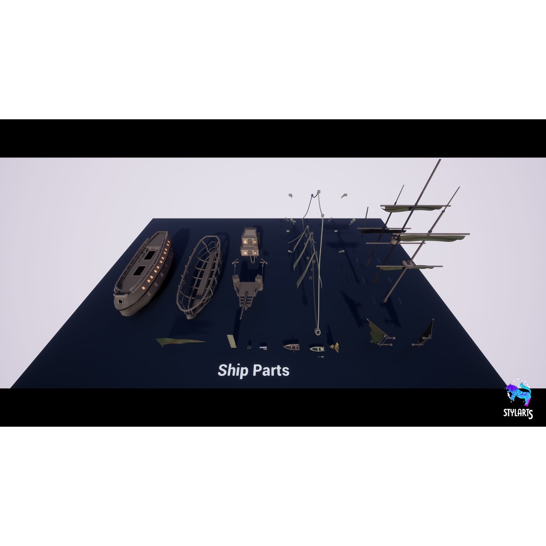 Stylized Pirate Port City 3D Model – Low Poly Game Asset, FBX, PBR - View 16