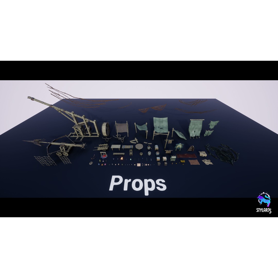 Stylized Pirate Port City 3D Model – Low Poly Game Asset, FBX, PBR - View 18