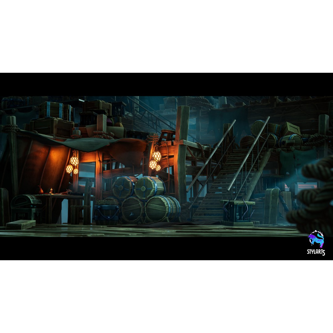 Stylized Pirate Port City 3D Model – Low Poly Game Asset, FBX, PBR - View 5