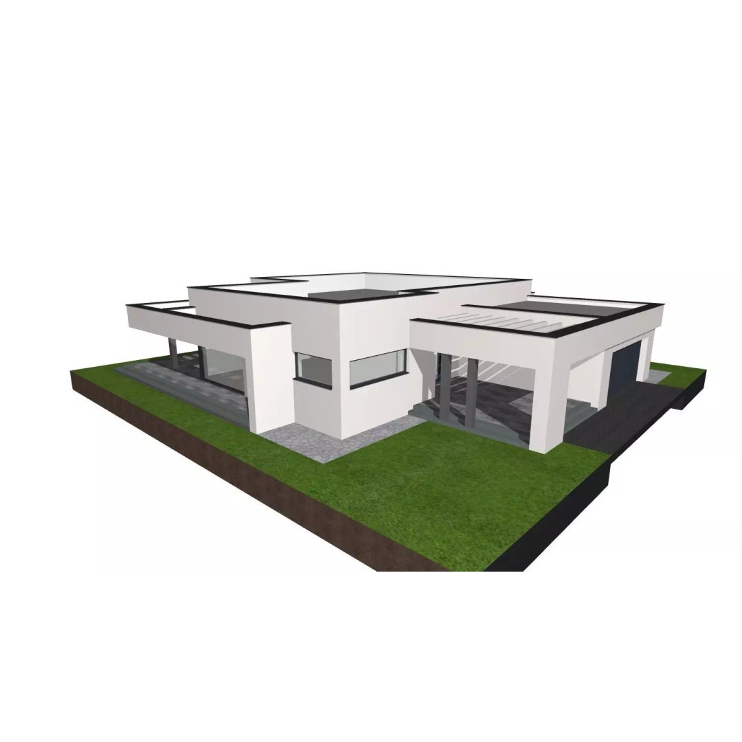 Modern One-Storey Villa 3D Model – Architectural Asset, FBX - View 5