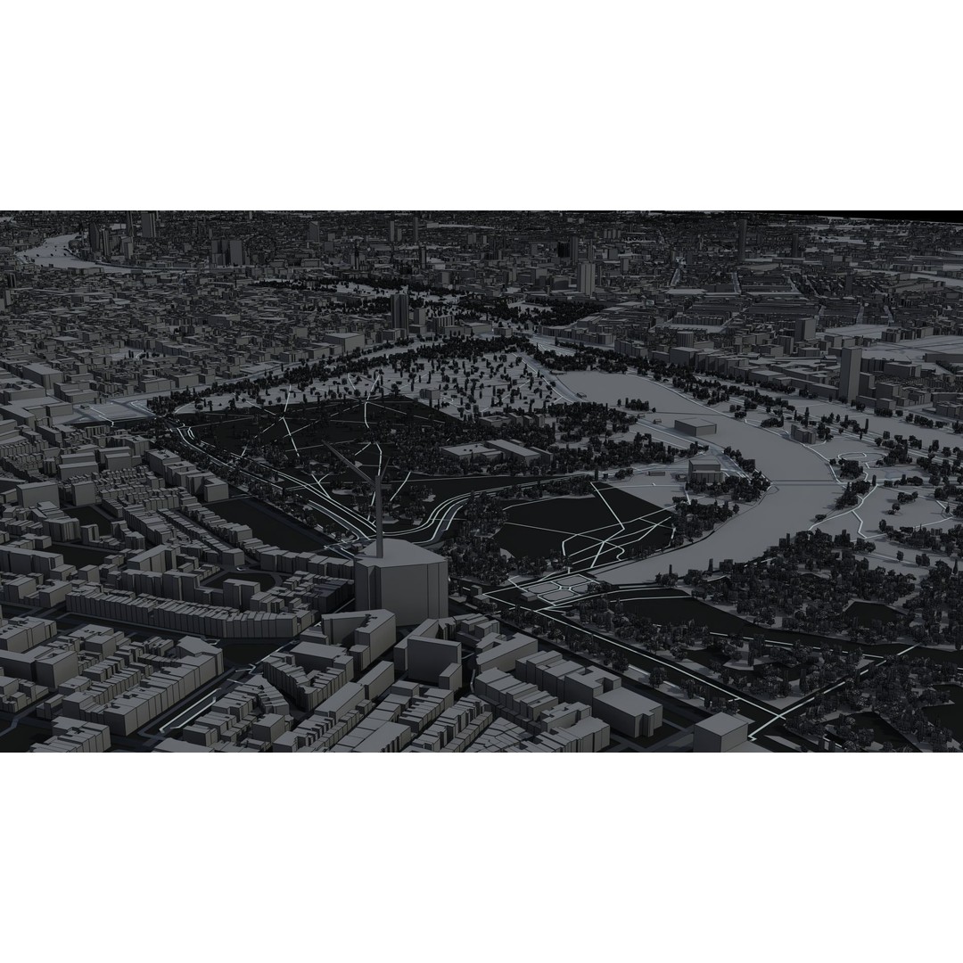 London City 3D Model – Low Poly Urban Environment for Archviz, FBX, OBJ - View 34