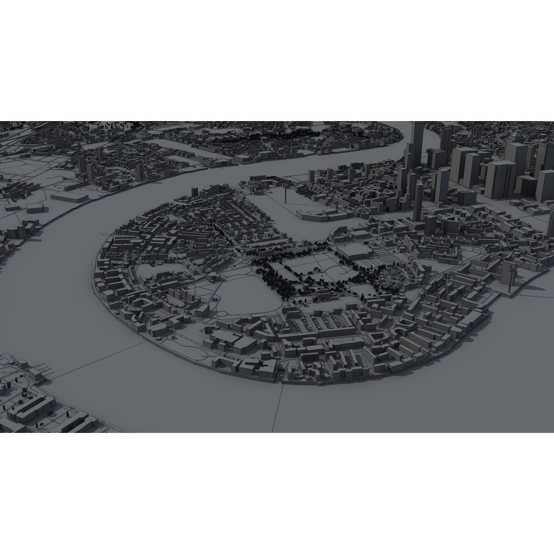 London City 3D Model – Low Poly Urban Environment for Archviz, FBX, OBJ - View 44