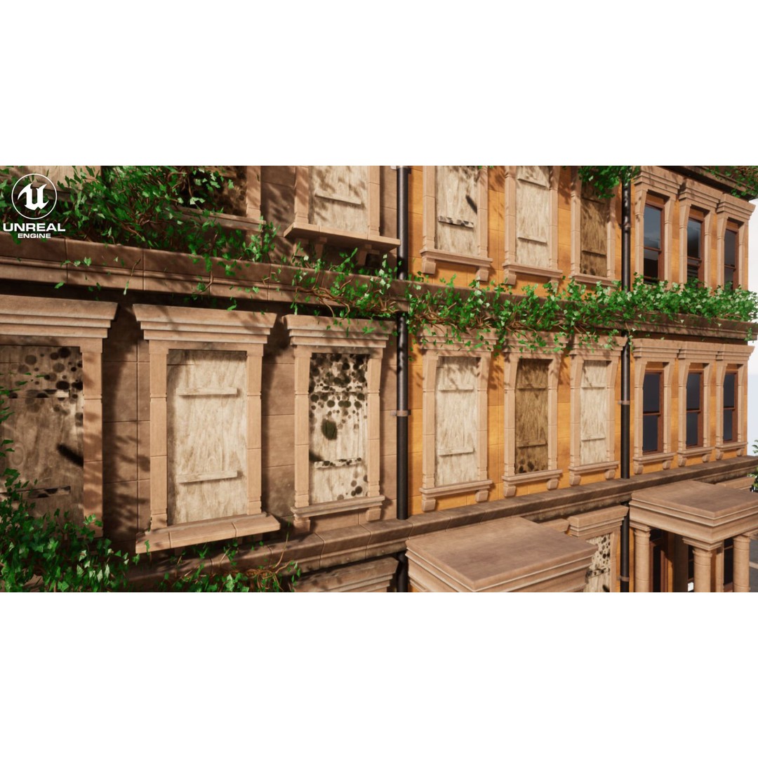 Modular Building 3D Model – Low Poly Game Asset for Unreal Engine - View 14