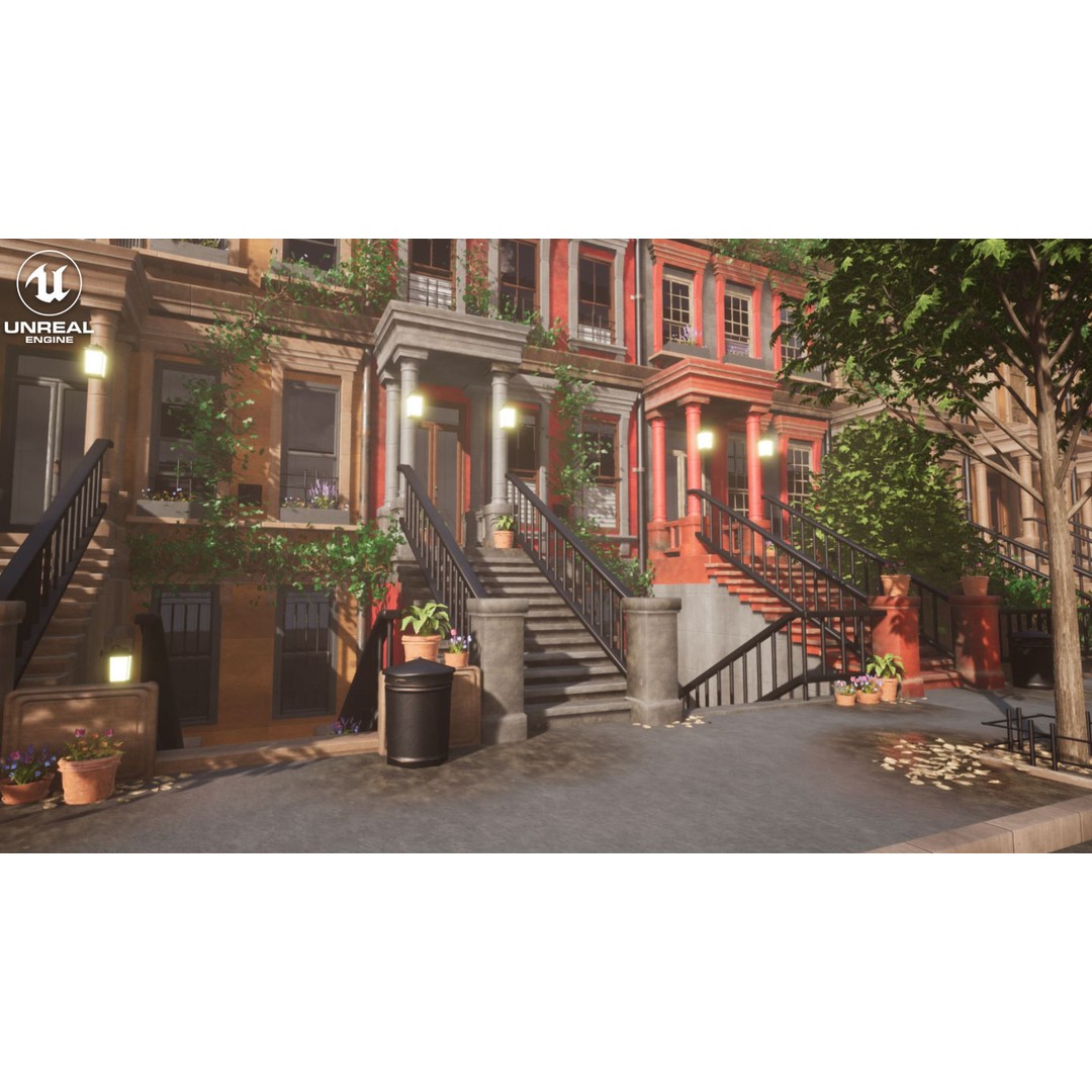 Modular Building 3D Model – Low Poly Game Asset for Unreal Engine - View 4
