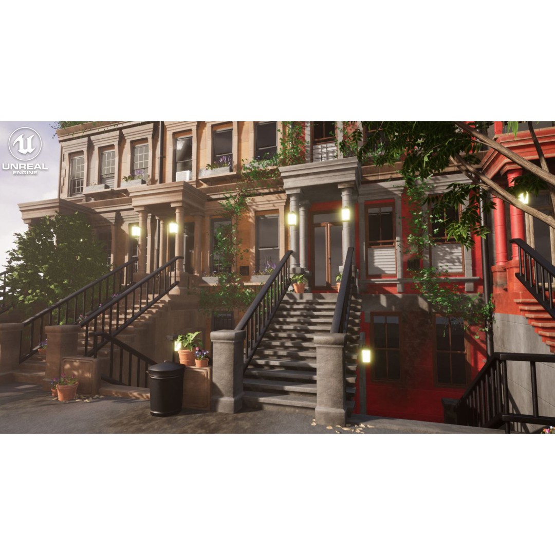 Modular Building 3D Model – Low Poly Game Asset for Unreal Engine - View 9