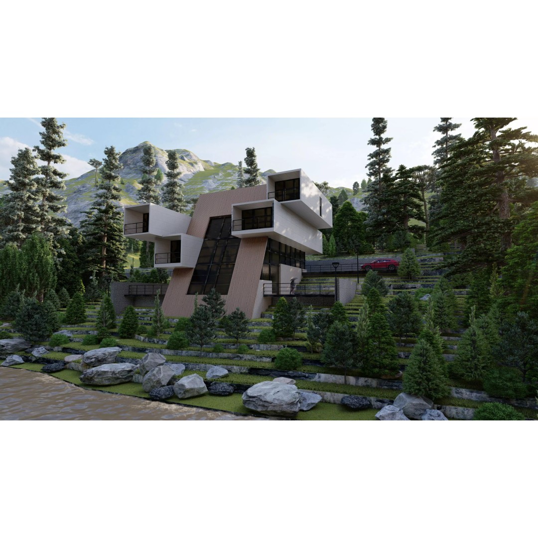 Modern Villa 3D Model – High Poly Architectural Asset, FBX, OBJ - View 10