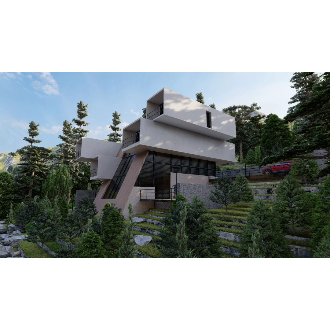 Modern Villa 3D Model – High Poly Architectural Asset, FBX, OBJ - View 14