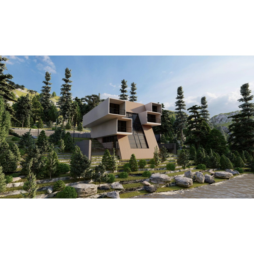 Modern Villa 3D Model – High Poly Architectural Asset, FBX, OBJ - View 2