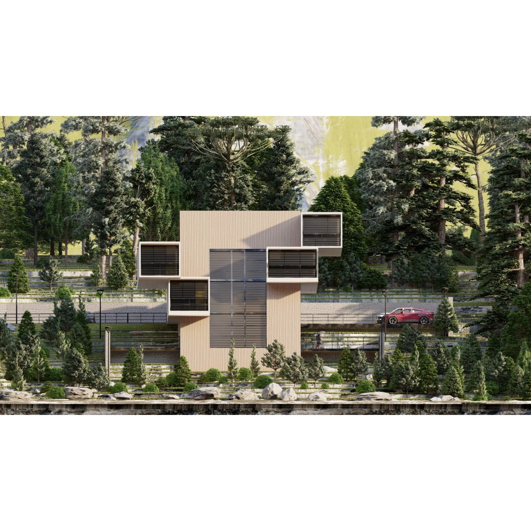 Modern Villa 3D Model – High Poly Architectural Asset, FBX, OBJ - View 3