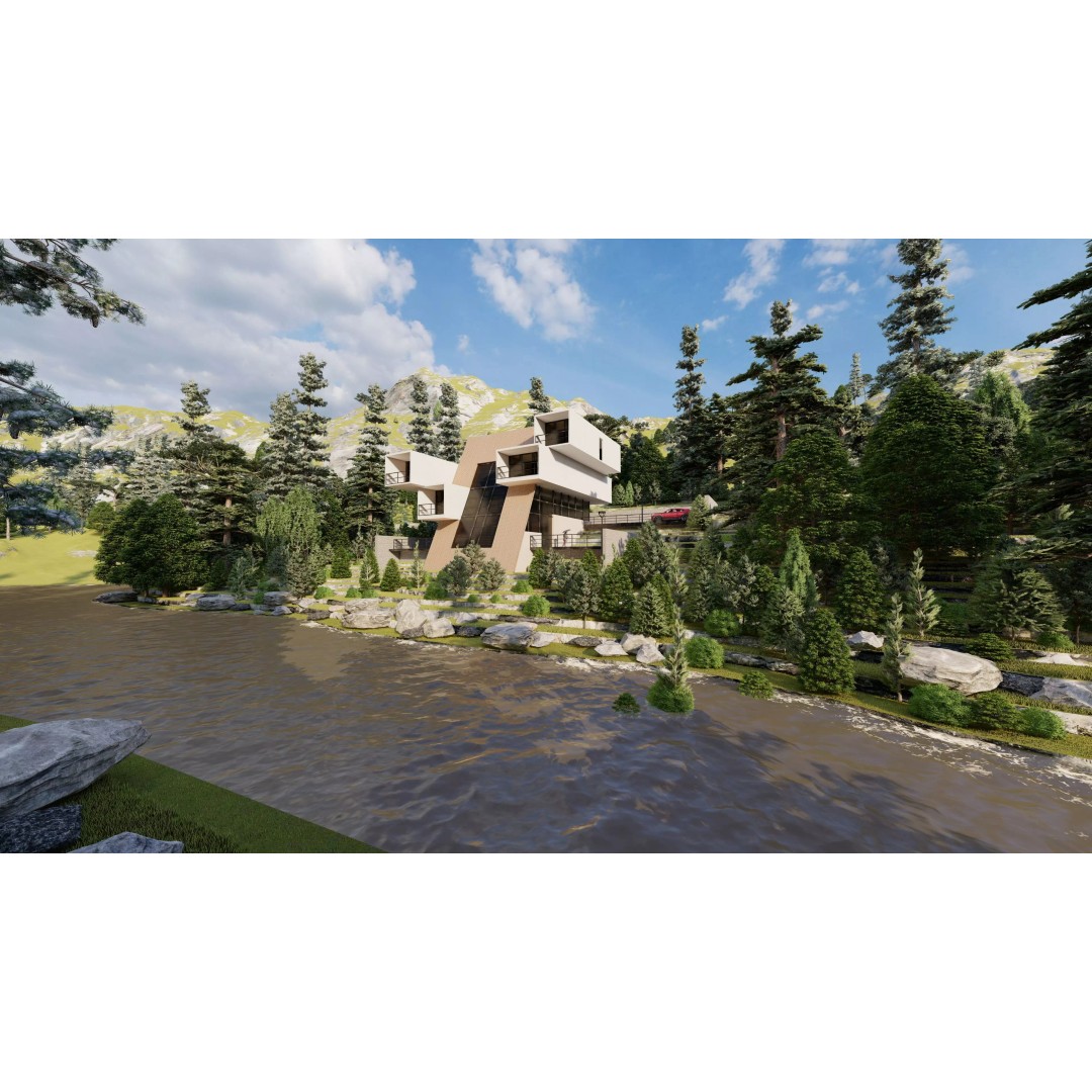 Modern Villa 3D Model – High Poly Architectural Asset, FBX, OBJ - View 4