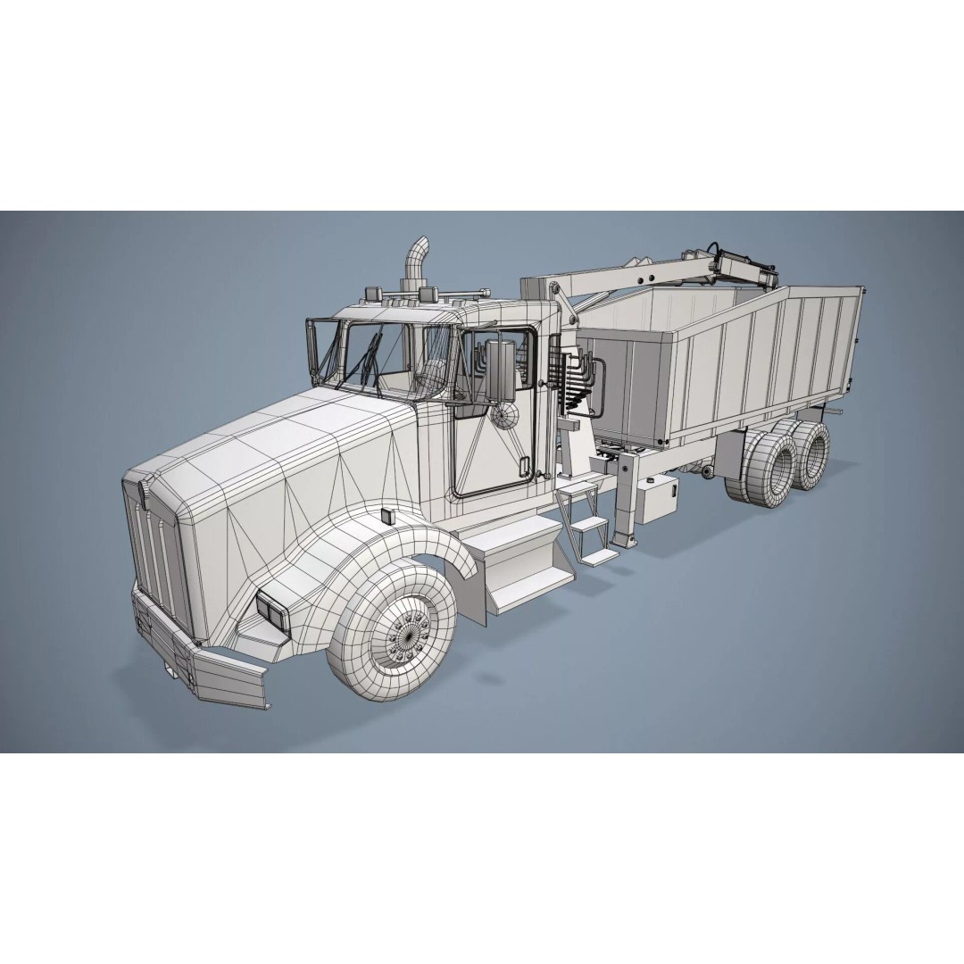 Kenworth T800 Grapple Truck 3D Model – Low Poly Game Ready Asset, FBX - View 13