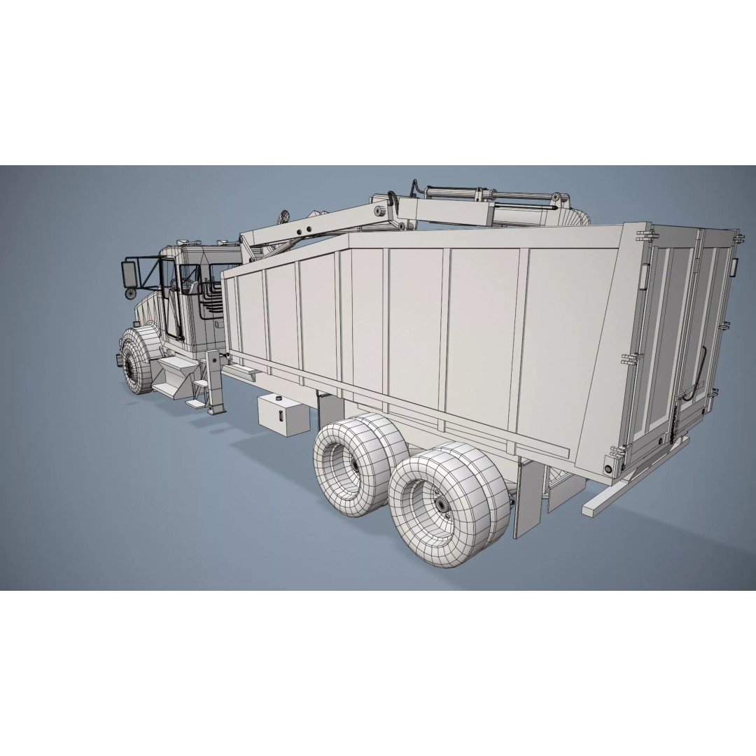 Kenworth T800 Grapple Truck 3D Model – Low Poly Game Ready Asset, FBX - View 14