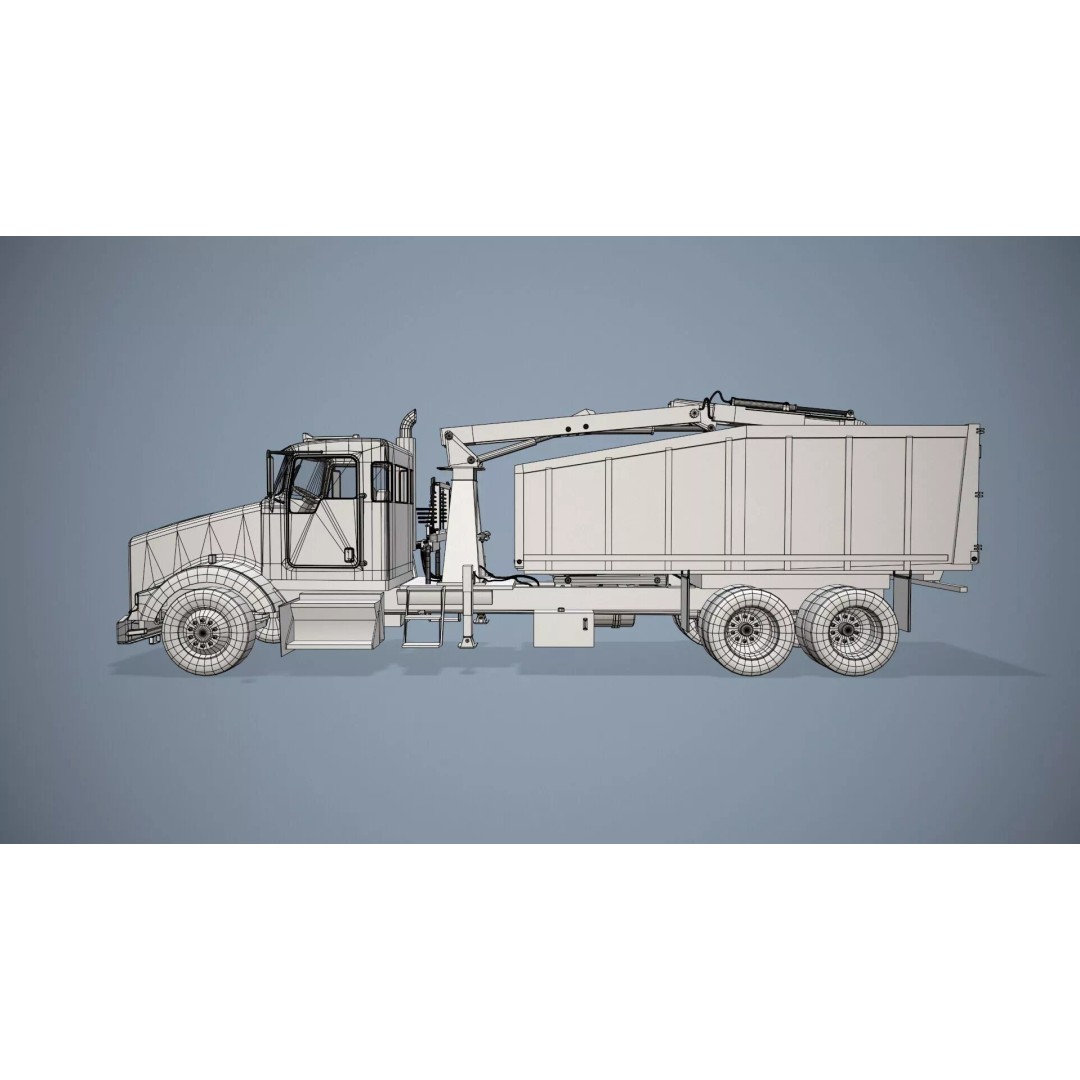 Kenworth T800 Grapple Truck 3D Model – Low Poly Game Ready Asset, FBX - View 19