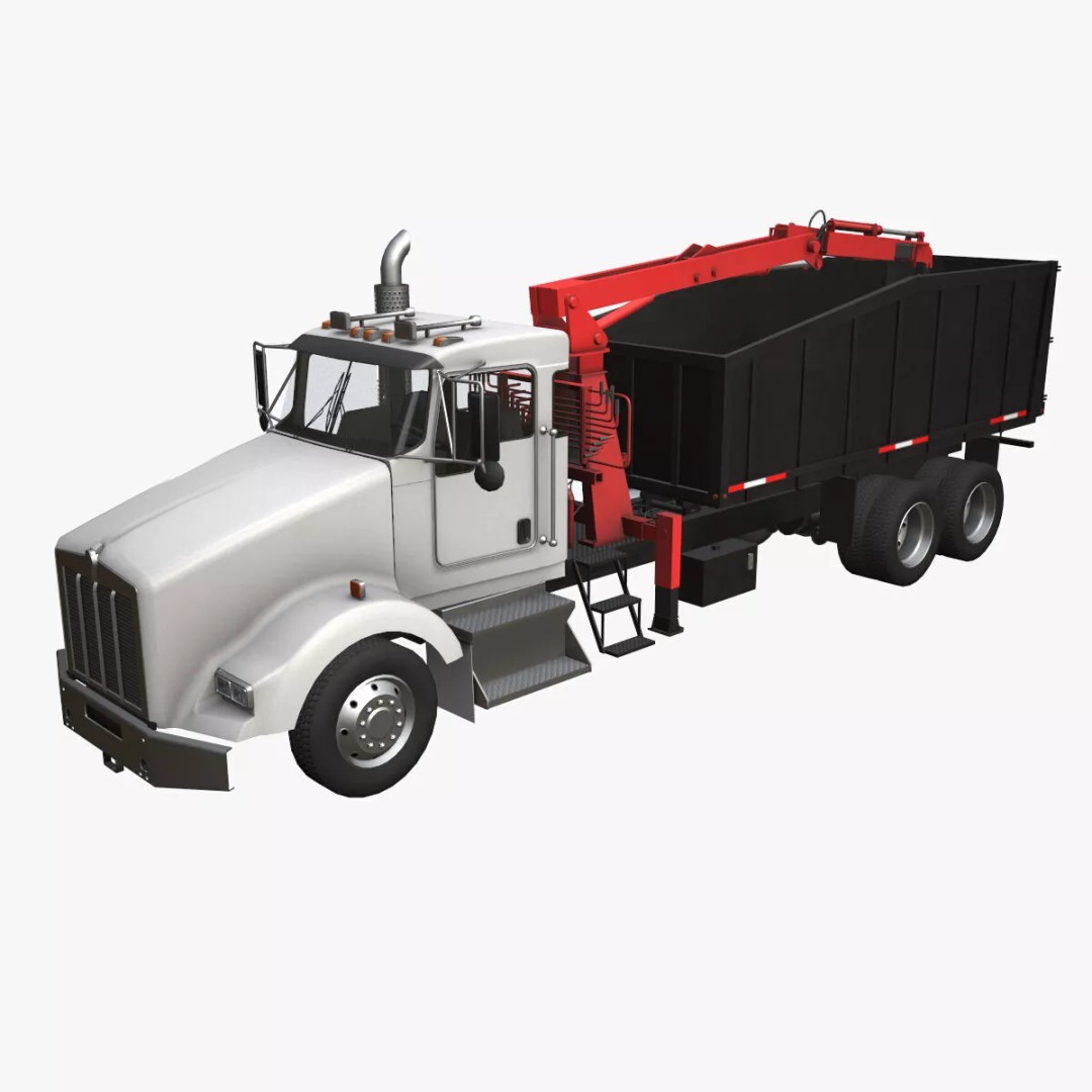 Kenworth T800 Grapple Truck 3D Model – Low Poly Game Ready Asset, FBX - View 2