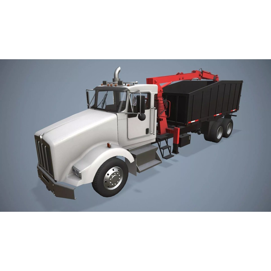 Kenworth T800 Grapple Truck 3D Model – Low Poly Game Ready Asset, FBX - View 3