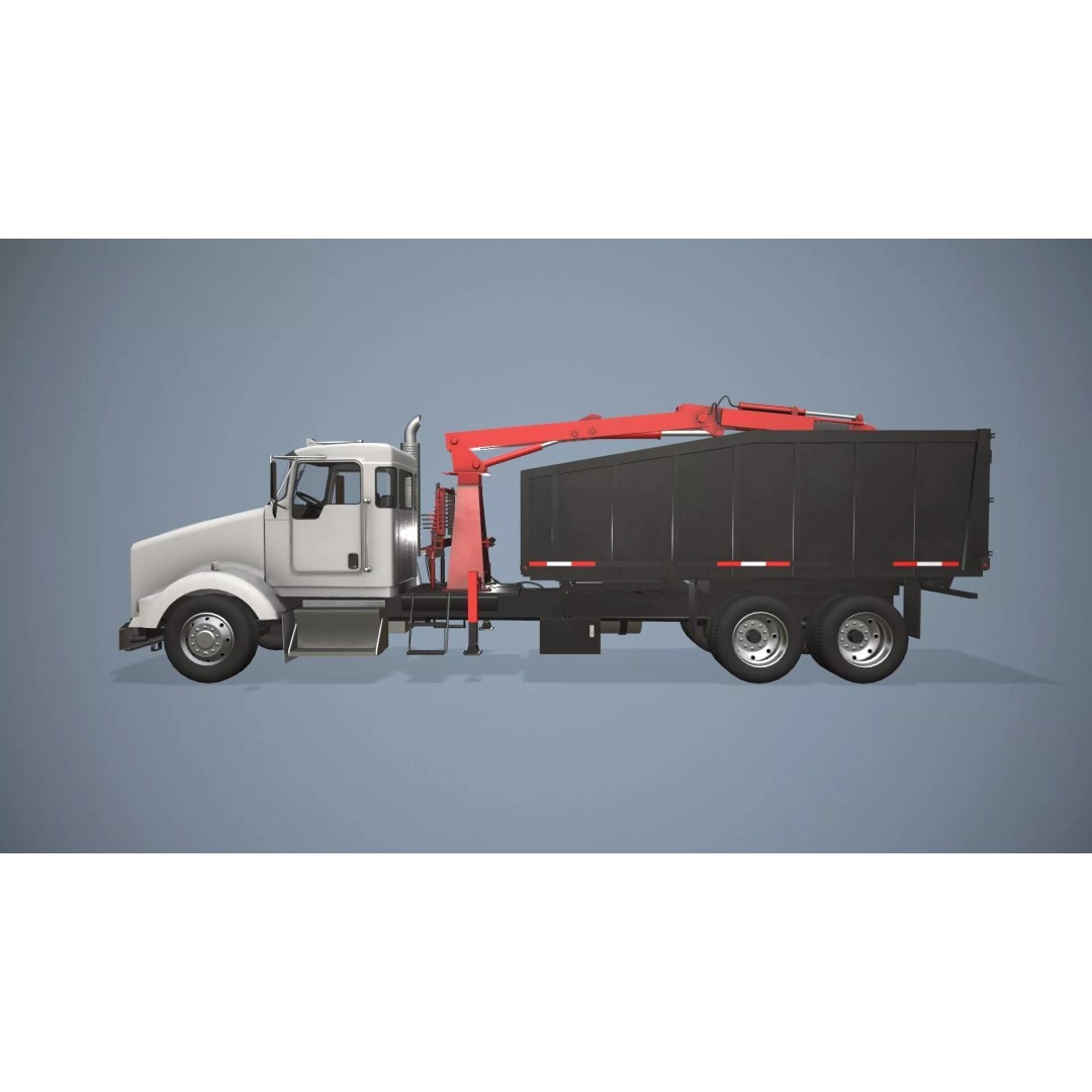 Kenworth T800 Grapple Truck 3D Model – Low Poly Game Ready Asset, FBX - View 9