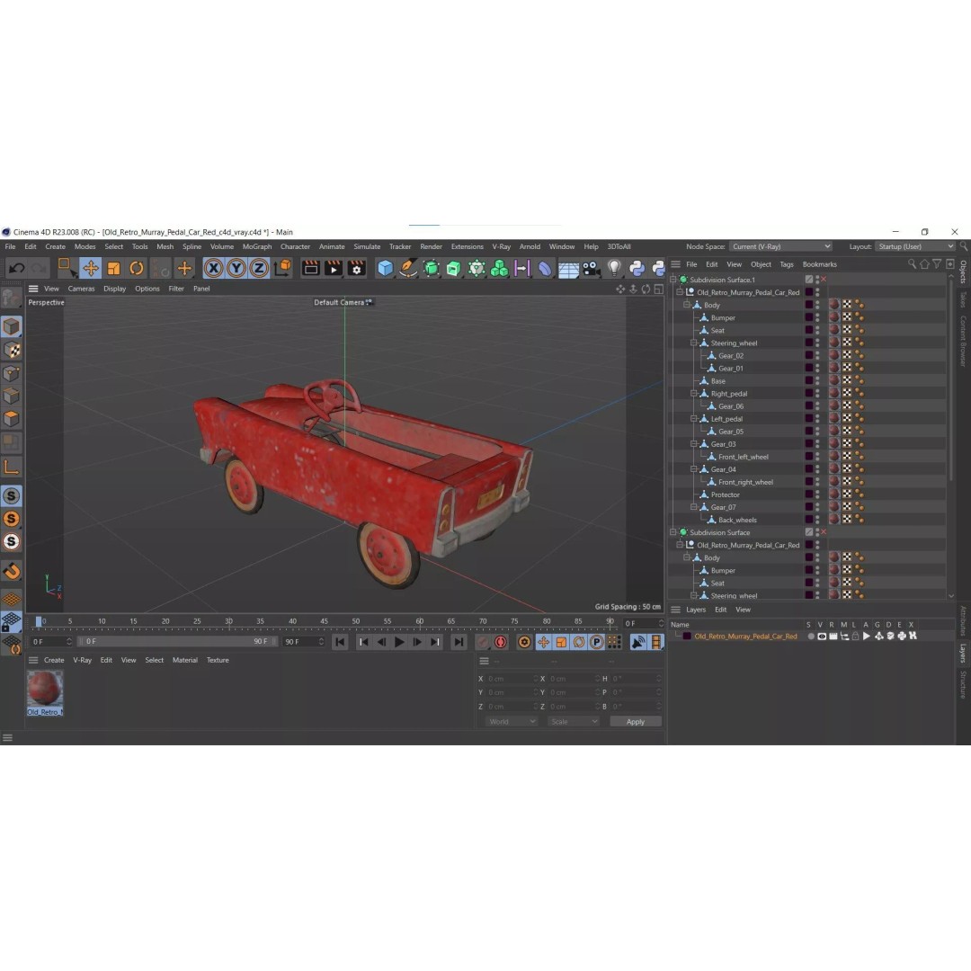 Old Retro Murray Pedal Car 3D Model – Vintage Toy Vehicle, PBR Textures