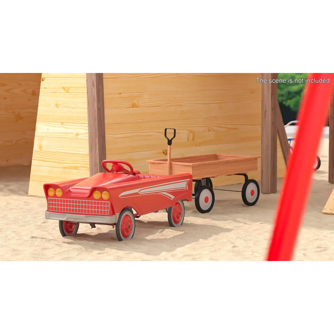 Old Retro Murray Pedal Car 3D Model – Vintage Toy Vehicle, PBR Textures - View 3