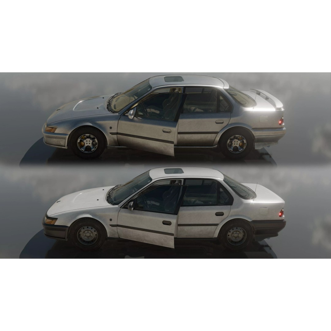 1990 Sedan 3D Model – Low Poly Game Asset, PBR Textures, Blender - View 19